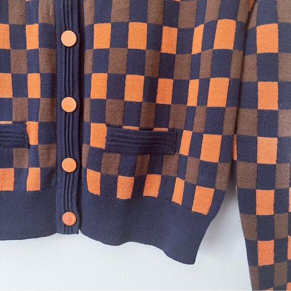 Morine Compte Marant checkered wool blend cardigan sweater size Small - Picture 5 of 9